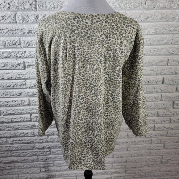 Denim Co Womens Top Extra Large Tee 3/4 Sleeve Gray Animal Print Comfy ANI6E - Picture 5 of 8